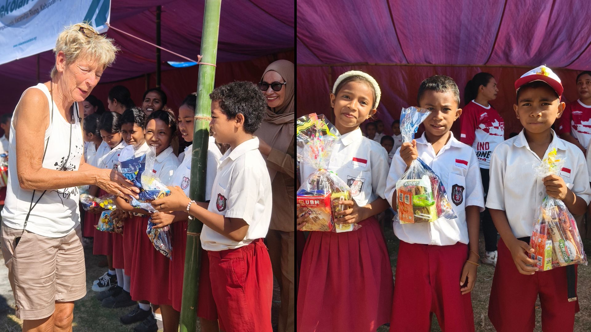 penyaluran-pmt-pascagempa-sdi-lengkosambi-ngada Relawan membagikan paket PMT pascagempa secara langsung kepada siswa SDI Lengkosambi Ngada.