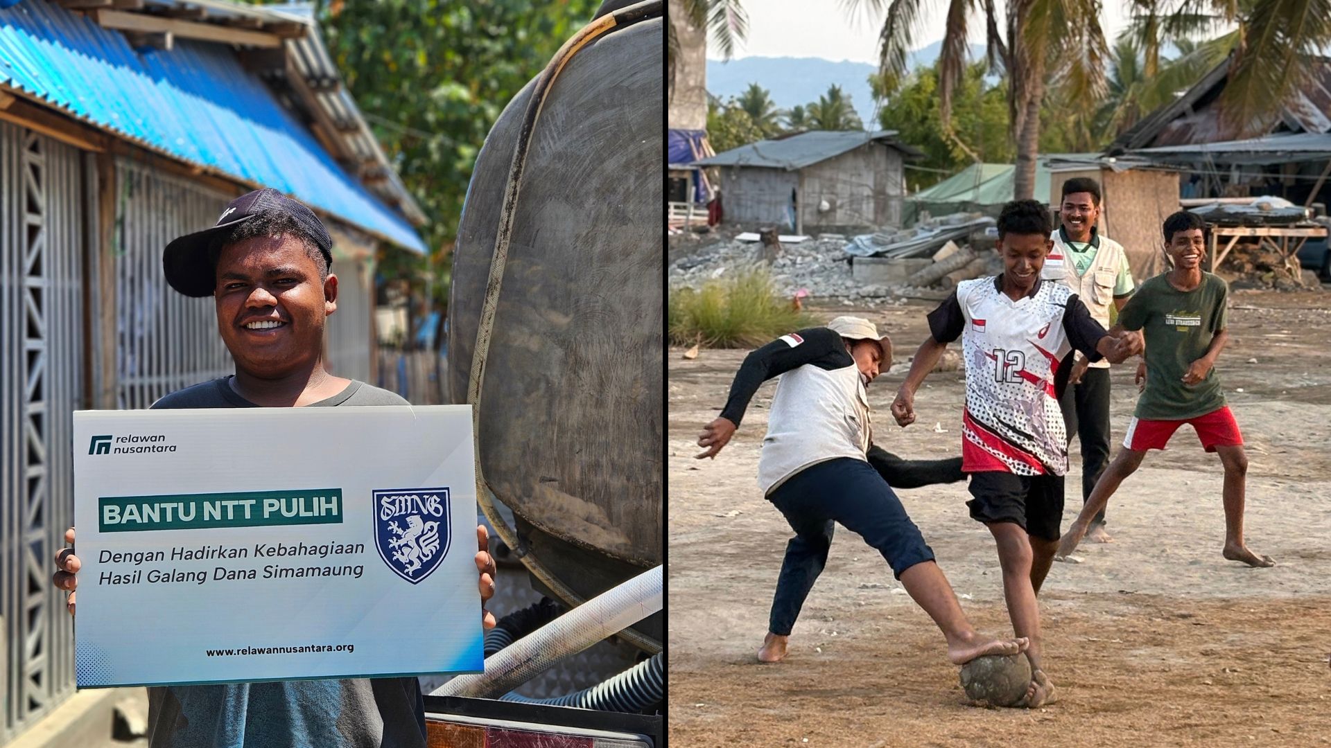 bantu-ntt-pulih-simamaung-media-relawan-nusantara Program pemulihan pascagempa NTT oleh Simamaung Media meliputi penyaluran bantuan dan pendampingan psikososial.