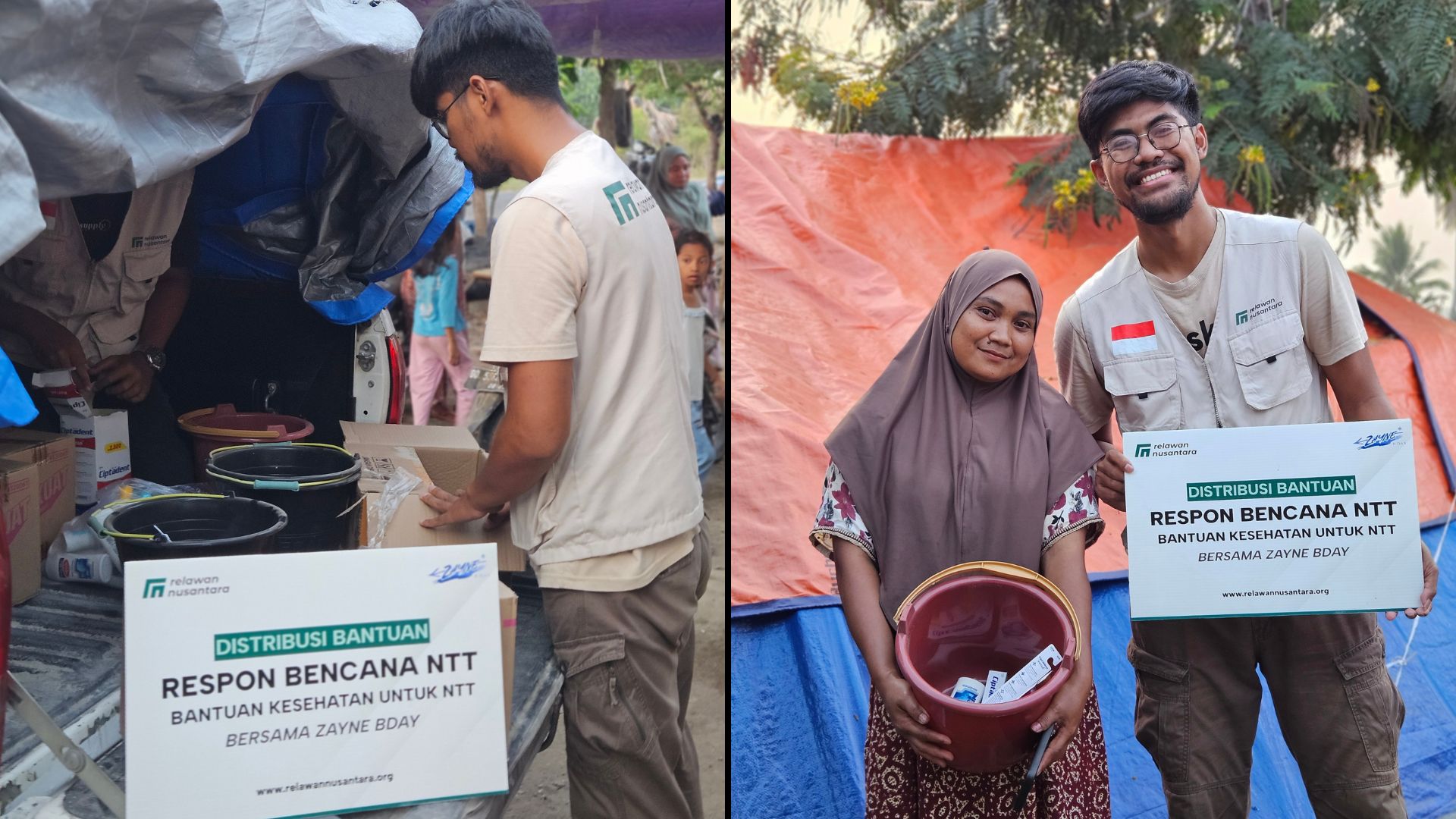 distribusi-bantuan-kesehatan-gempa-flores-nagekeo Tim Relawan Nusantara mendistribusikan ember paket hygiene kit untuk penerima manfaat gempa Flores.